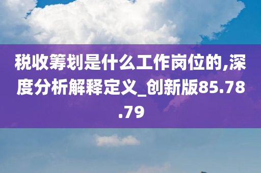 税收筹划是什么工作岗位的,深度分析解释定义_创新版85.78.79